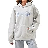 Soamat Womens Cute Embroidered Hoodies Flower Ocean Graphic Hooded Oversized Long Sleeve Teen Girls Y2k Pocket Sweatshirts
