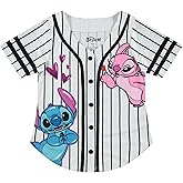 Disney Girls Disney's Girls Lilo & Stitch and Angel Baseball Jersey - Classic Mesh Button Down Shirt