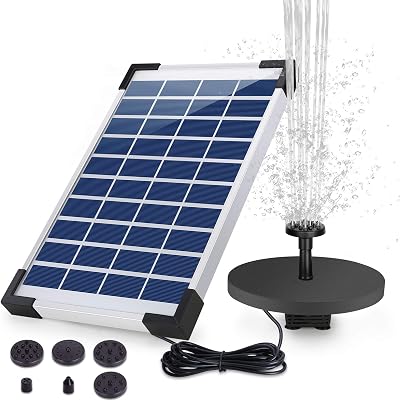 AISITIN 5.5W Solar Fountain Pump with 10 Nozzles for Bird Bath Pond Garden