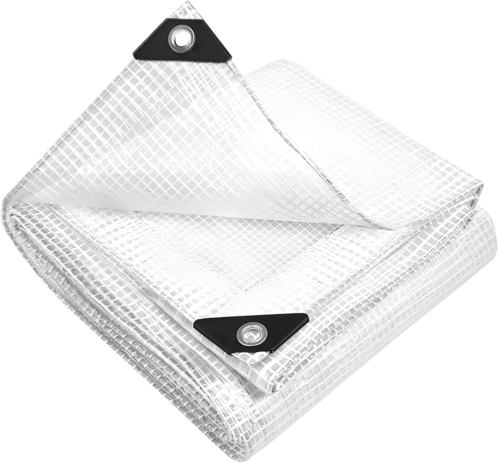 SolaDirect 4m x 4m Clear Tarpaulin 100GSM Heavy-Duty Waterproof