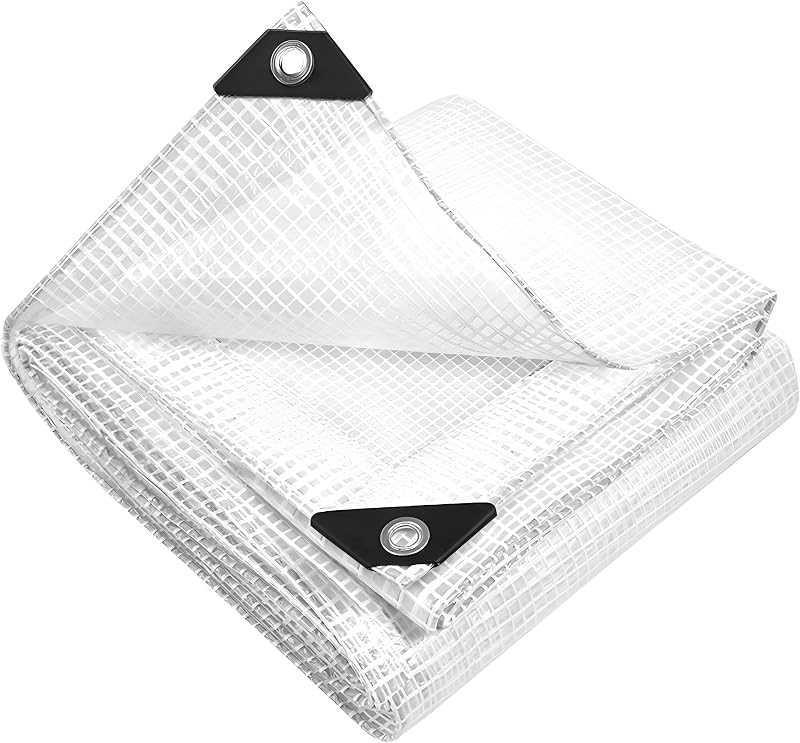 SolaDirect 4m x 4m Clear Tarpaulin 100GSM Heavy-Duty Waterproof