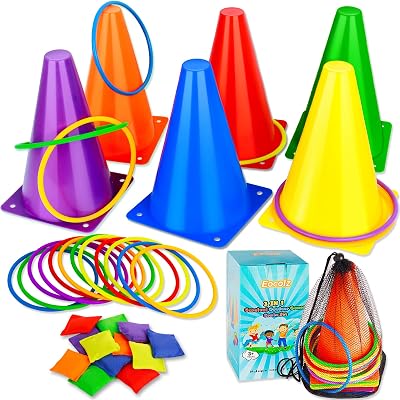 Eocolz 3-in-1 Carnival Games Set for Kids Birthday Party Outdoor Rings Bean