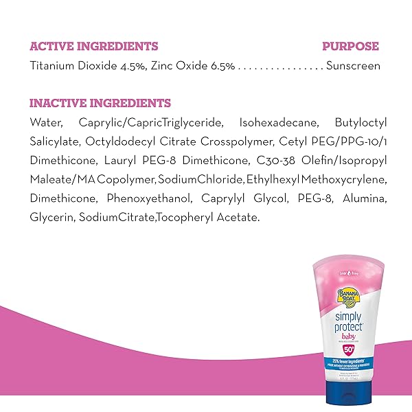 BANANA BOAT SUNCARE BANANA BOAT SIMPLY PROTECT MINERAL-BASED SUNSCREEN LOTION FOR BABY SPF 50+, 6 OZ