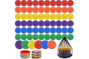 60 Pcs Poly Vinyl Spot Markers, 6 Inch Rubber Floor Dots, Non Slip Agility Markers Flat Field Cones for PE Gym Classes, Class