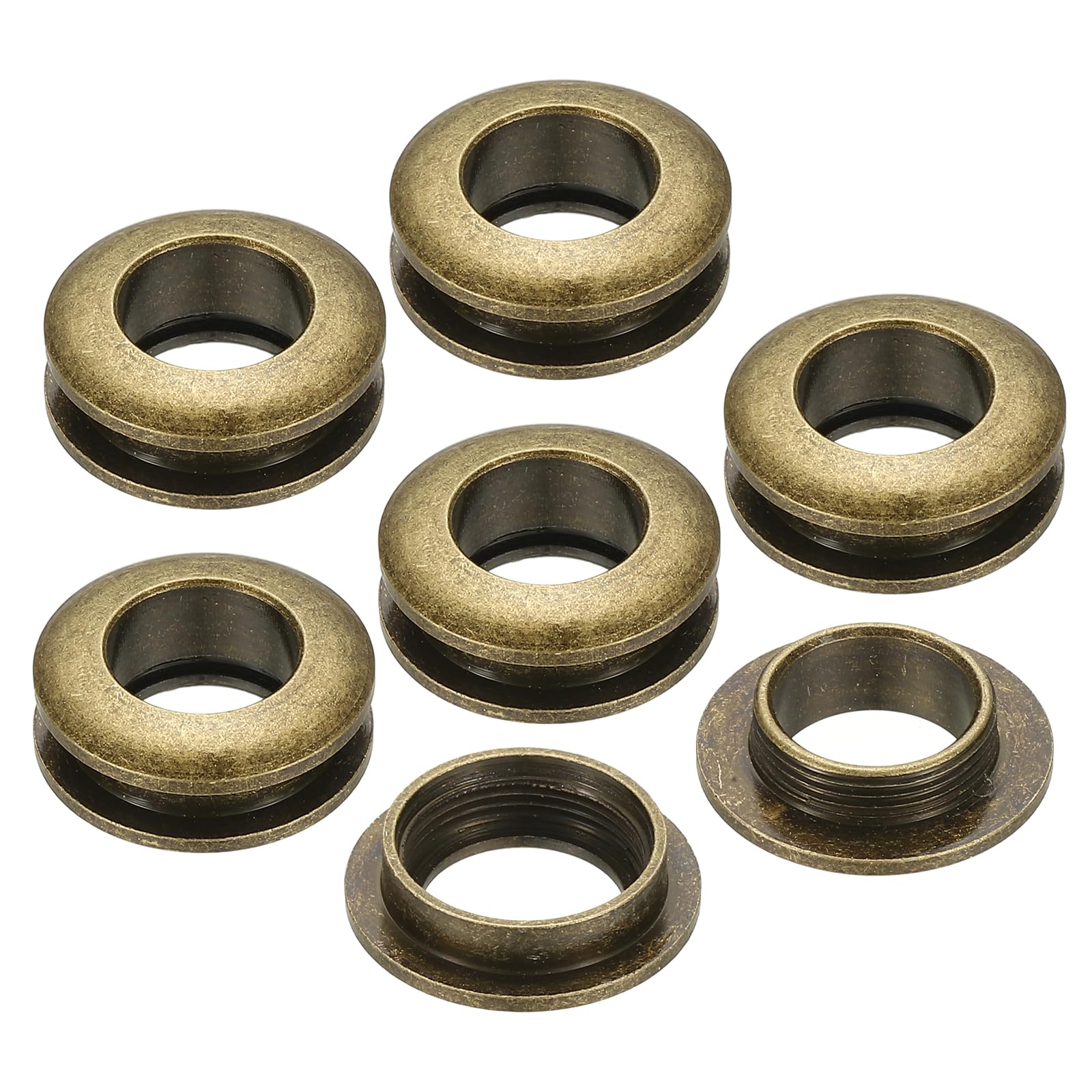 PATIKIL 10mm(2/5 inch) Solid Brass Hole Eyelets, 6 Pcs Arc Surface Self Backing Grommets with Washer for Shoes Clothes Crafts Bag Leather Craft, Bronze