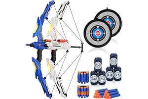 maysida Kids Bow and Arrow Set, 2-Pack Archery Set with 2 LED Light Up Bows, 40 Suction Cup Arrows, Archery Toy Set with 8 Targets & 2 Wristbands, Indoor and Outdoor Toys Gift for Boys Girls Age 3-12