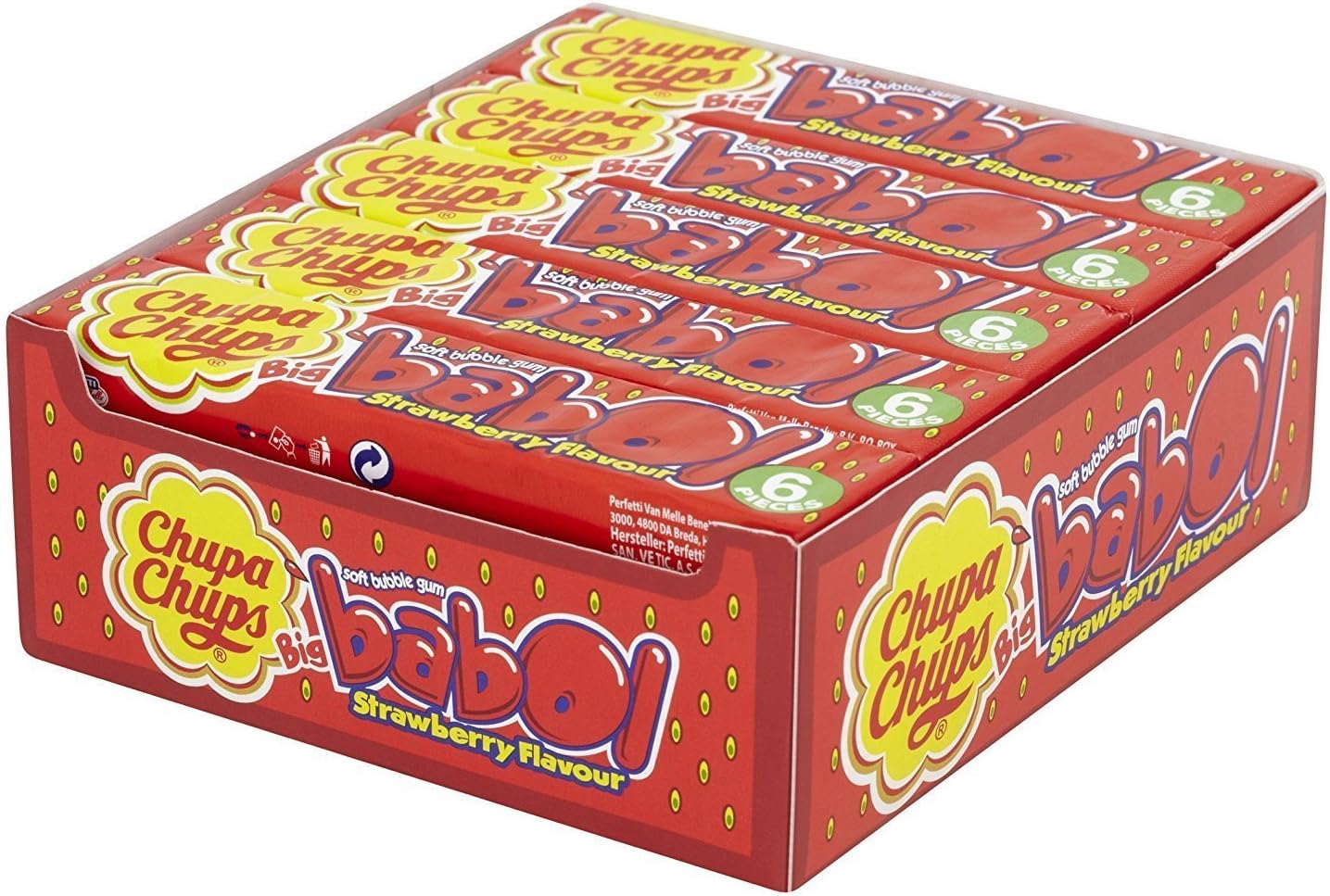 Chupa Chups Big Babol Strawberry Flavour Soft Bubble Gum 20 x 6
