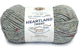 Lion Brand Yarn Heartland Yarn, Worsted-Weight Yarn for Knitting, Crocheting, and Crafting, 1 Pack, Mount Rainier Tweed