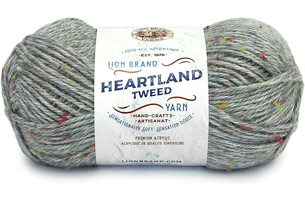 Lion Brand Yarn Heartland Yarn, Worsted-Weight Yarn for Knitting, Crocheting, and Crafting, 1 Pack, Mount Rainier Tweed
