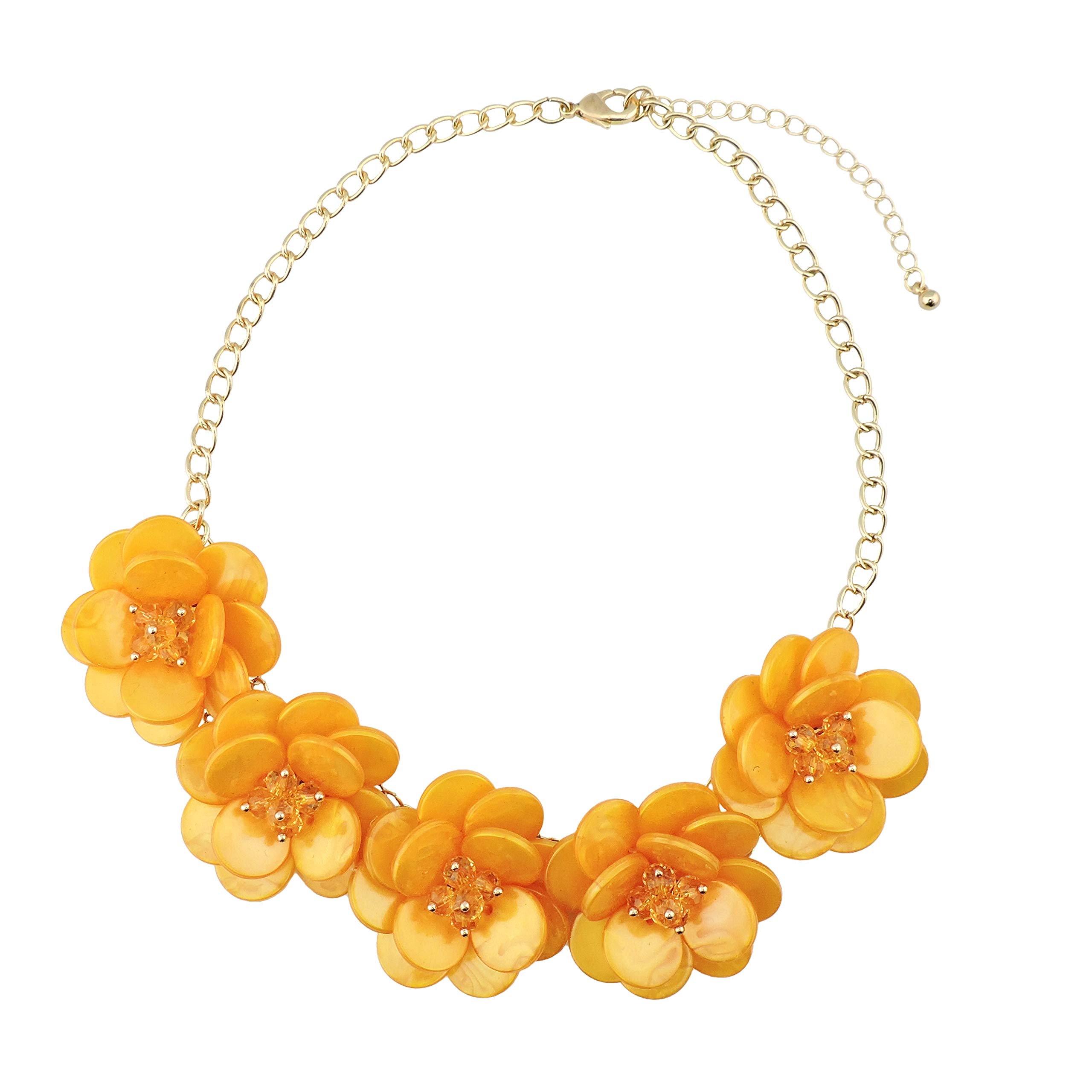 BOCAR Statement Pendant Choker Flower Necklace for Women (NK-10281-yellow)