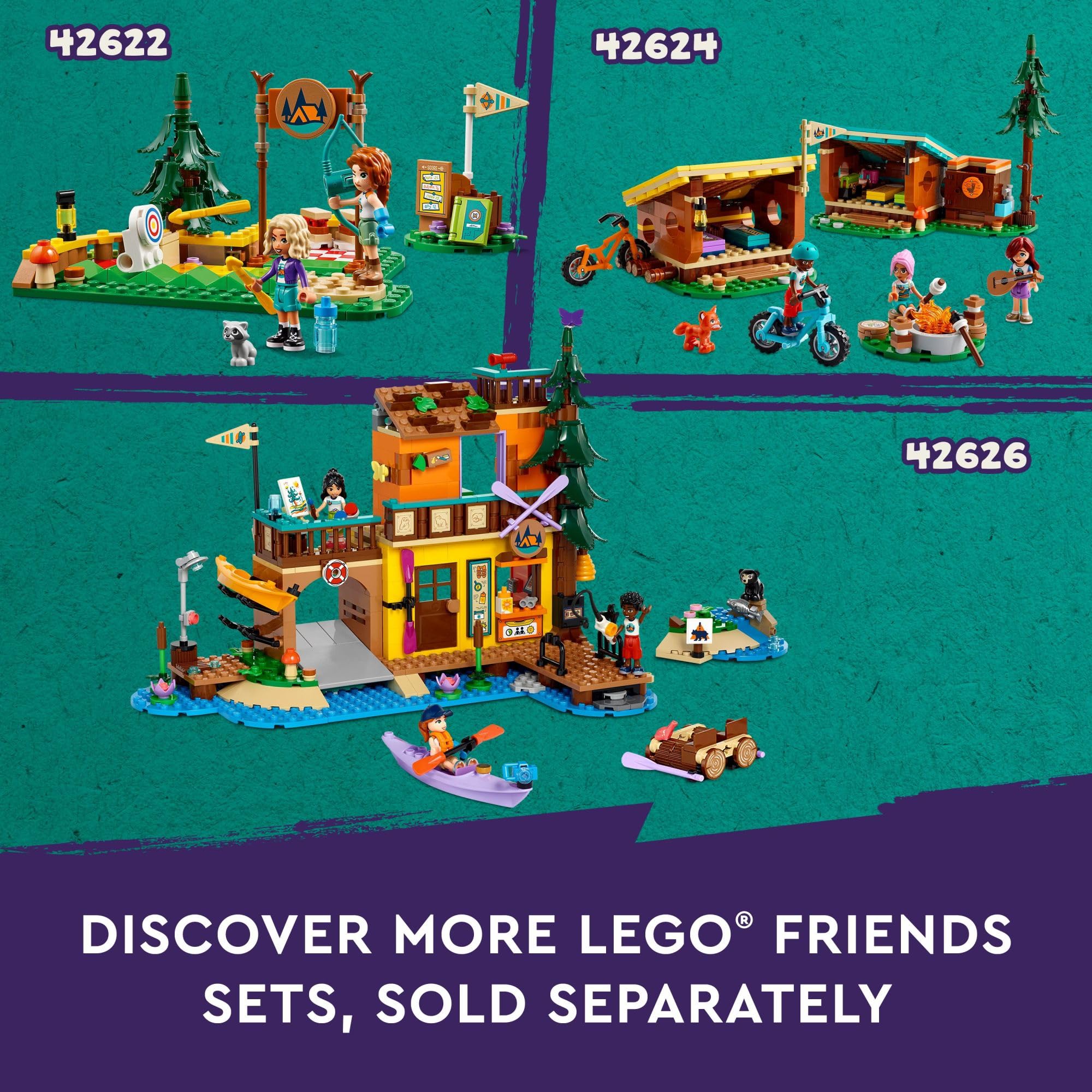LEGO Friends Adventure Camp Tree House Building Toy - Pretend Play Toy Figures & Playsets for Girls & Boys, Ages 8+ Years - with 5 Mini Dolls & 5 Animal Figures - Gifts for Kids - 42631