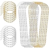 Prasacco 40 Pcs Paperclip Chain Necklace Bracelets Kit, 20 Charm Necklace Chain 20 Charm Bracelet Chains Alloy Paperclip Link Chains with Lobster Clasps for DIY Jewelry Making (Gold, Silver)