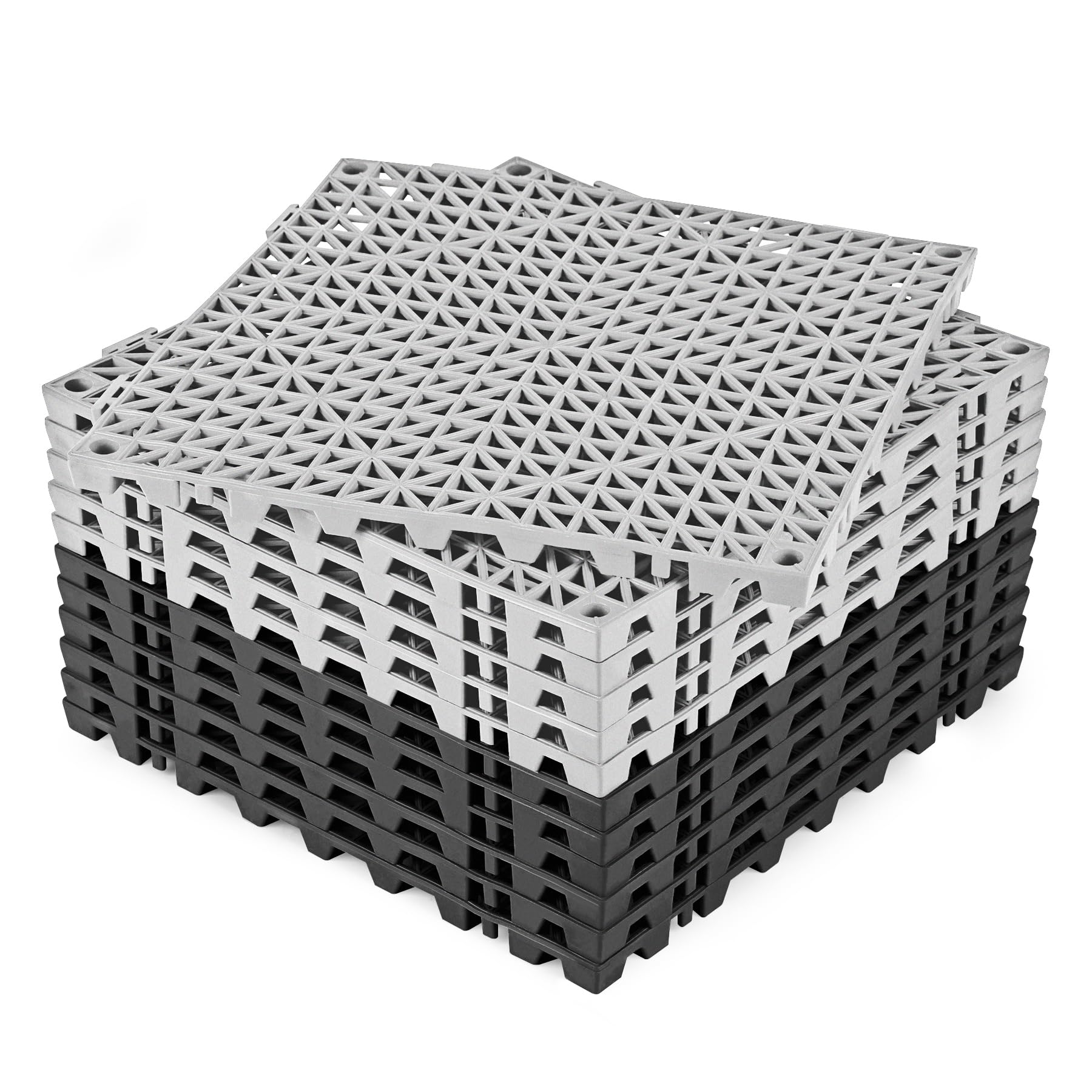 ToLanbbt Modular Interlocking Cushion 12P 11.8" x11.8" Interlocking Rubber Floor Drain Holes Non-Slip Splicing Drainage Mats for Deck, Shower, Kitchen, Drain Pool, Indoor Outdoor (Gray Black) Image ToLanbbt Modular Interlocking Cushion 12P 11.8" x11.8" Interlocking Rubber Floor Drain Holes Non-Slip Splicing Drainage Mats for Deck, Shower, Kitchen, Drain Pool, Indoor Outdoor (Gray Black) Image