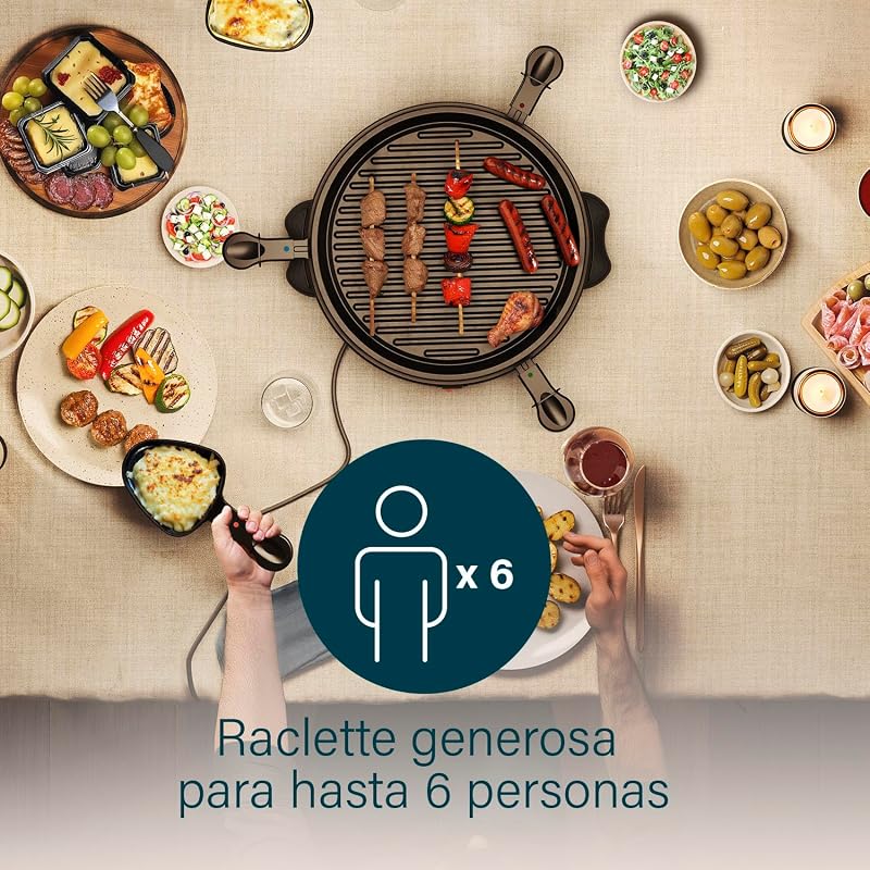 Princess 162725 grill party – raclette para 6 pessoas formato redondo, preto