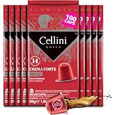 Cellini Caff&egrave; Crema Forte Aluminum Nespresso Pods, 100 Count, Medium Dark Roast Coffee Capsules, 100% Nespresso Original Machine Compatible