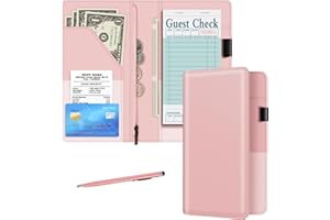 Server Book for Waitress, 5x9 Inch Server Book with Zipper Pocket, PU Leather Server Wallet Organizer Fit Waitress Apron