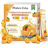 Nature Echo 1000mg High Sodium Electrolytes Powder Packets, Sugar Free Electrolyte Powder, Orange Salt Hydration Packets Drink Mix, for Fitness Enthusiast, Professional Athlete, with 30 Sticks