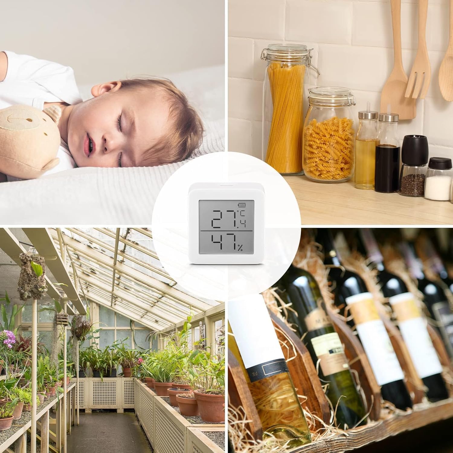 SwitchBot Thermometer Hygrometer Innen, Digital Hygrometer Bluetooth Thermo-Hygrometer mit APP, Taupunkt/VPD/Absolute Feuchtigkeitssensor (3er-Pack) 8