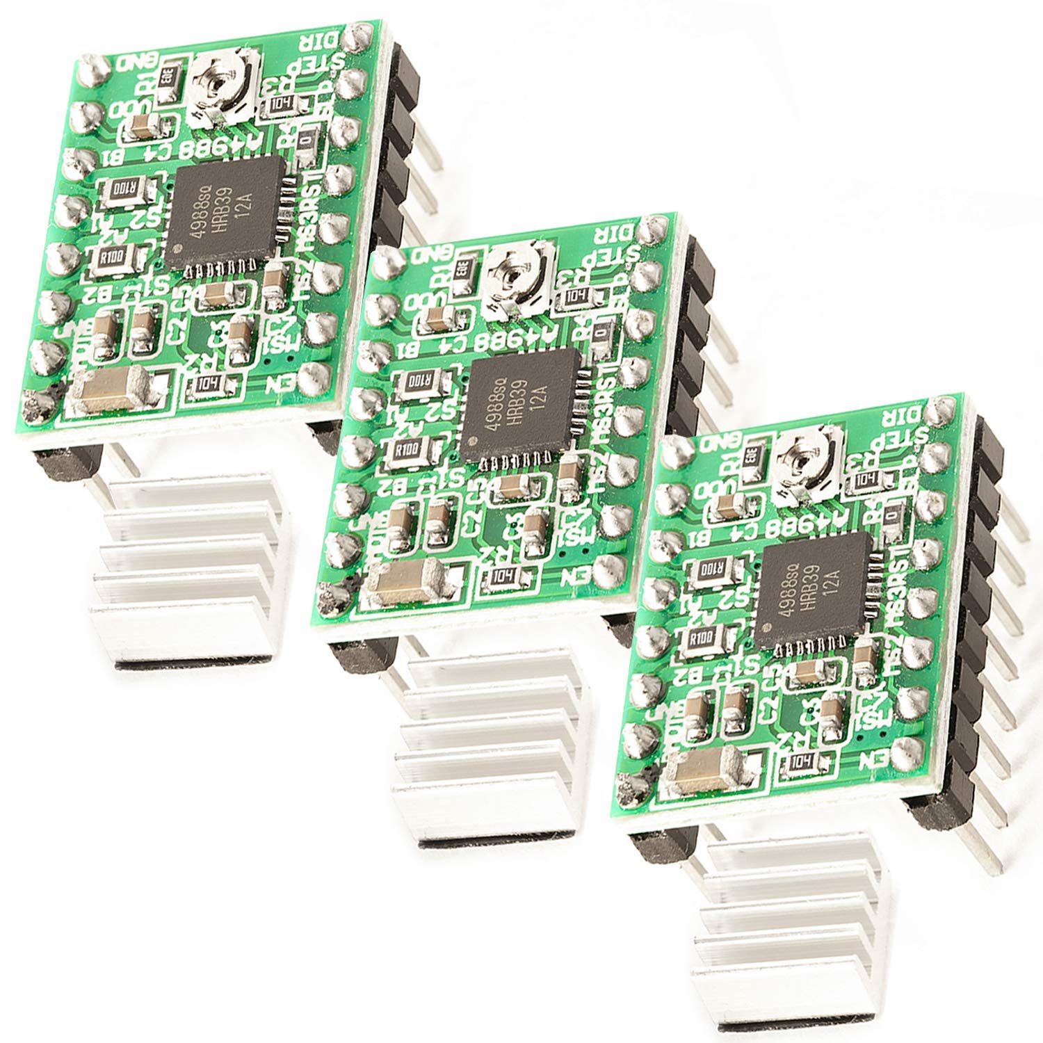 AZDelivery 3 x A4988 DMOS Stepper Motor Driver RepRap Ramps with Headers and Heatsink compatible with Arduino including E-Book!