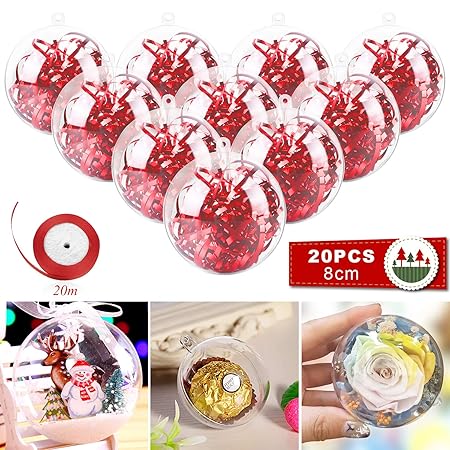 Gifort Trasparenti Palline Di Natale 20 Pezzi Plastica