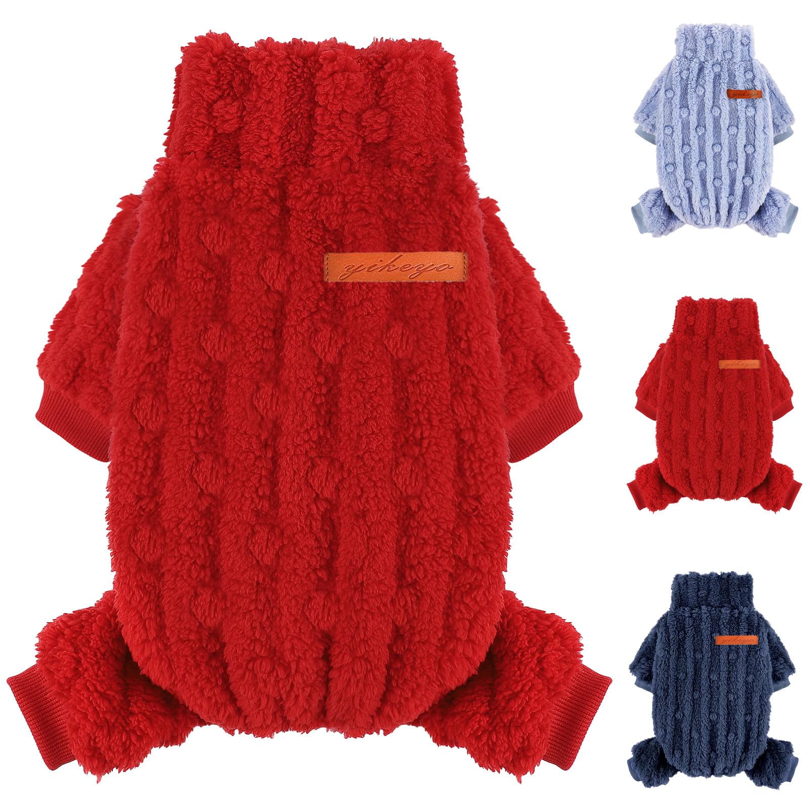 Photo 1 of 1PC   M DaFuEn Dog Sweaters for Small Dogs,Christmas Dogs Sweater Onesie,Fleece Warm Puppy Pajamas,Chihuahua Yorkie Clothes,Happy New Year Pet Outfit Apparel (1PC,Red,Medium)