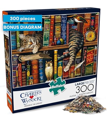 Amazon.com: Buffalo Games Frederick the Literate Cat Jigsaw Puzzle