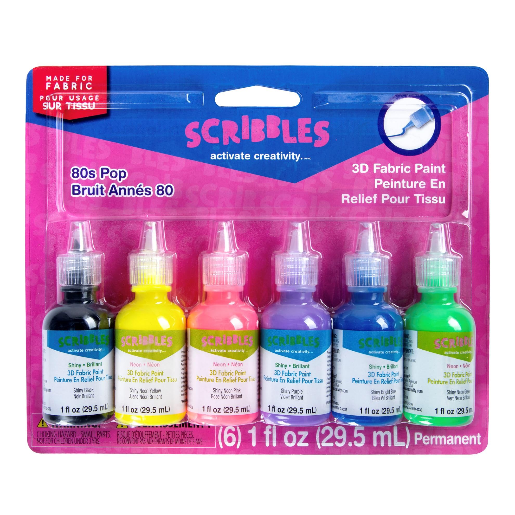 I Love To Create Scribbles 3D Fabric Paints 1 Oz 6 kg-80S Pop