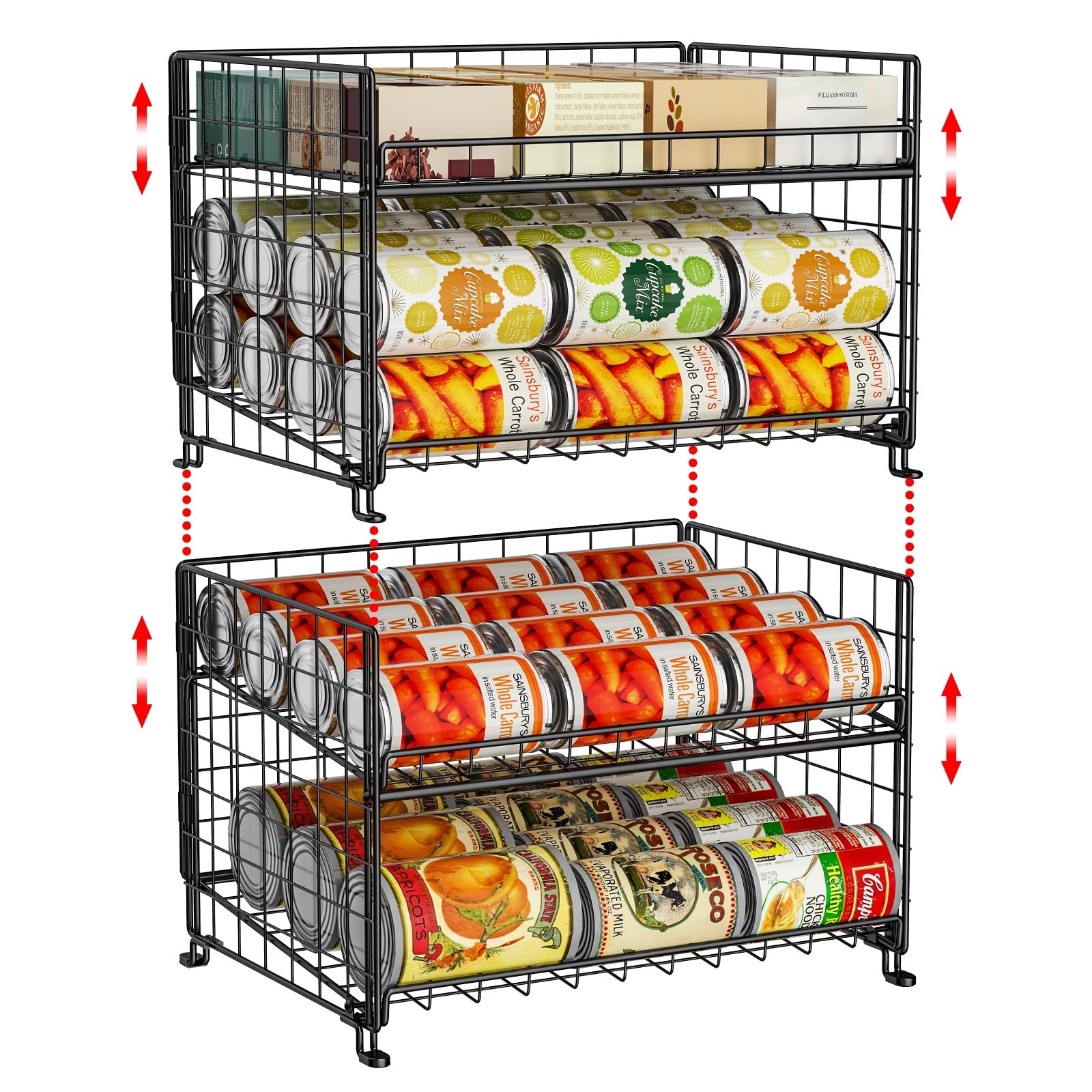Photo 1 of 2-Pack Stackable Rack Organizer, Storage for Kitchen Pantry Cabinet, Holders for Food, Multifunctional Dispenser for Snacks Soda