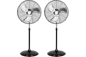 BILT HARD 20" High Velocity Pedestal Fan, 3-Speed 5200 CFM Industrial Oscillating Stand Fan, Heavy Duty Standing Shop Fan with Aluminum Blades for Garage, Commercial and Residential, 2 Pack