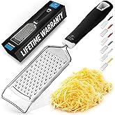 Zulay Kitchen Professional Cheese Grater Stainless Steel - Durable Rust-Proof Metal Lemon Zester Grater With Handle - Flat Ha