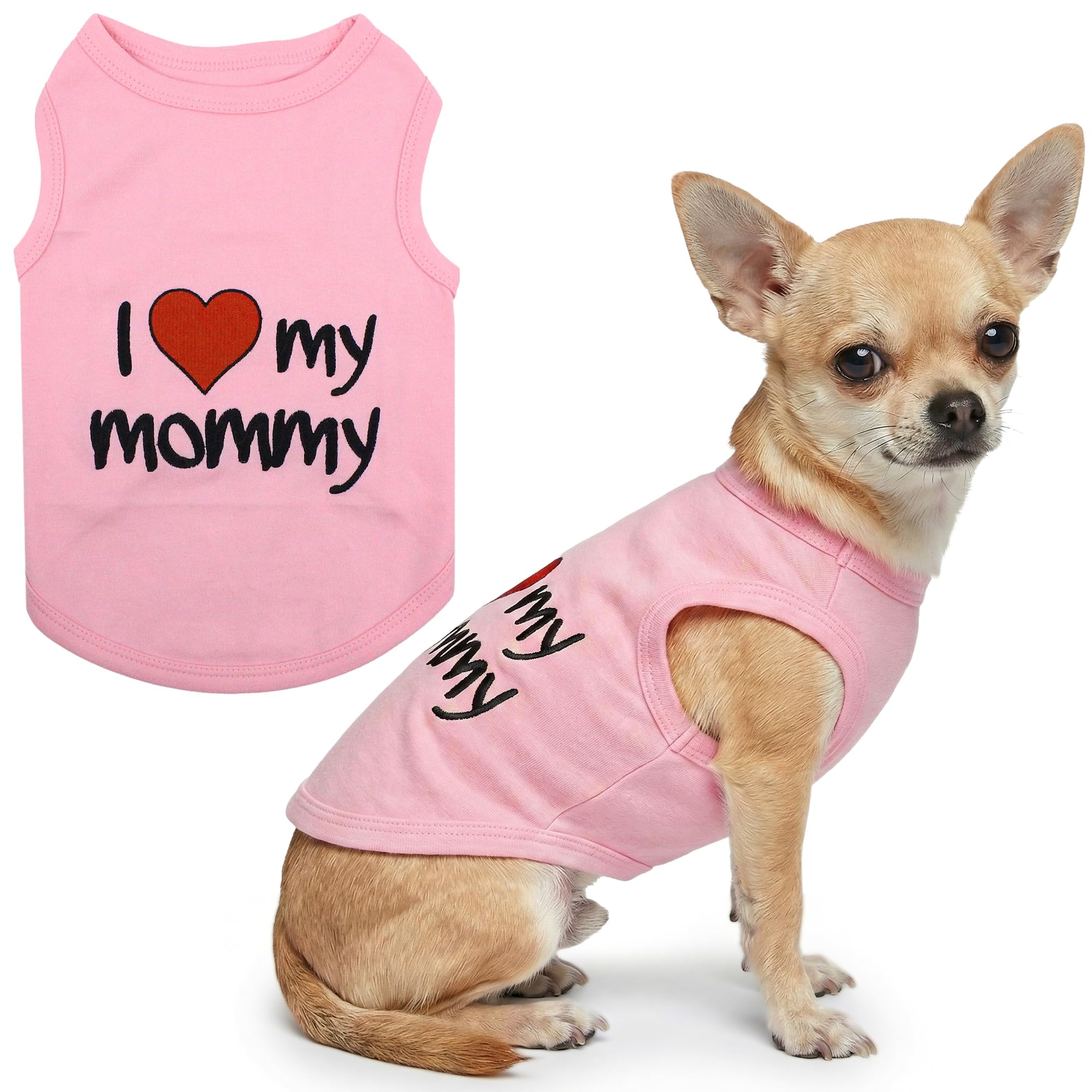 Parisian Pet I Love Mommy Dog T-Shirt, Small, Pink
