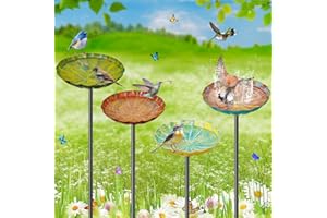 MeyRolizn Metal Flower Bird Bath for Outside, Small Hummingbird Bath Bowl Detachable Birdfeeder Bowl Garden Decor for Outdoor