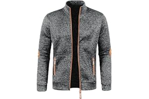 Mens Solid Stand Collar Jackets Zipper Cardigan Sweatshirt, Long Sleeve Jacket for Men, Lightweight Casual Office Wear