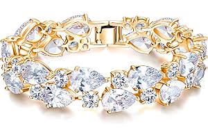 EVER FAITH Women's Prong Cubic Zirconia Vintage Style Dual Layer Tear Drop Bracelet