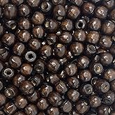 500 Dark Brown Large Hole Wood Beads for Crafts and Macrame 12mm x 11mm Barrel Hair Beads with 4mm Large Hole in Dark Brown
