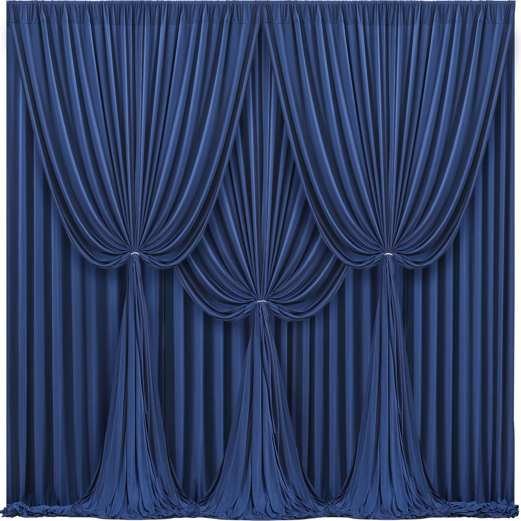 Photo 1 of 24x10FT Navy Blue Backdrop Curtains for Wedding Parties, Wrinkle Free Polyester Photography Backdrop Drapes for Graduation Baby Shower Birthday Stage Background Stand Decorations 4x10ft,6 Panels
