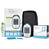 HealthPro Blood Glucose Monitoring System by EasyTouch and Diabetic Test Strips, Variety Pack of 1 - Includes Meter with Backlit Display, Strip Ejector, Lancing Device, 10 Lancets &amp; 50 Test Strips
