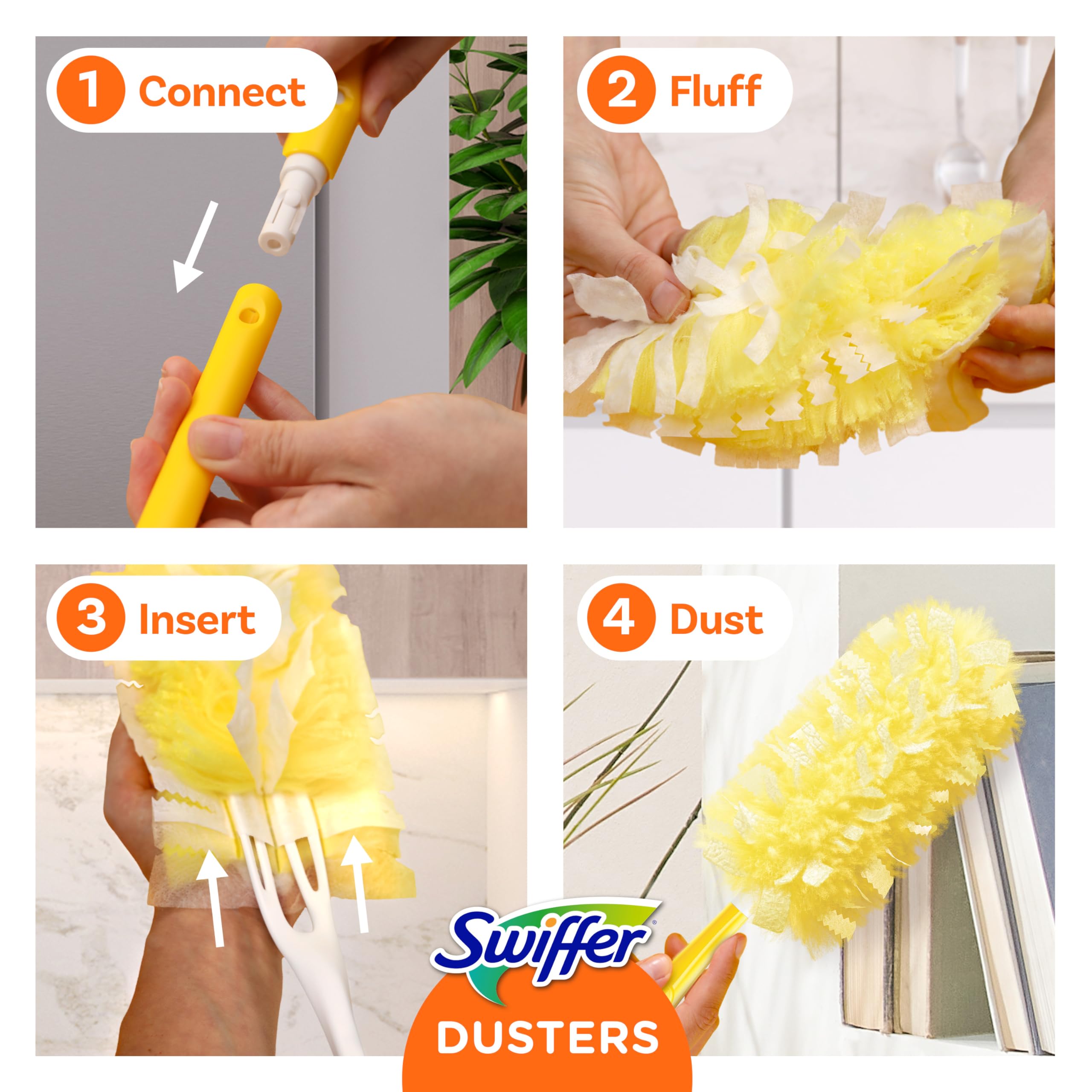 Swiffer Dusters Refill for Cleaning, Feather & Microfiber Duster Disposable Alternative, For Dusting Furniture, Blinds, Ceiling Fans, Walls, Helps Remove Allergens, Heavy Duty, Unscented, 11ct