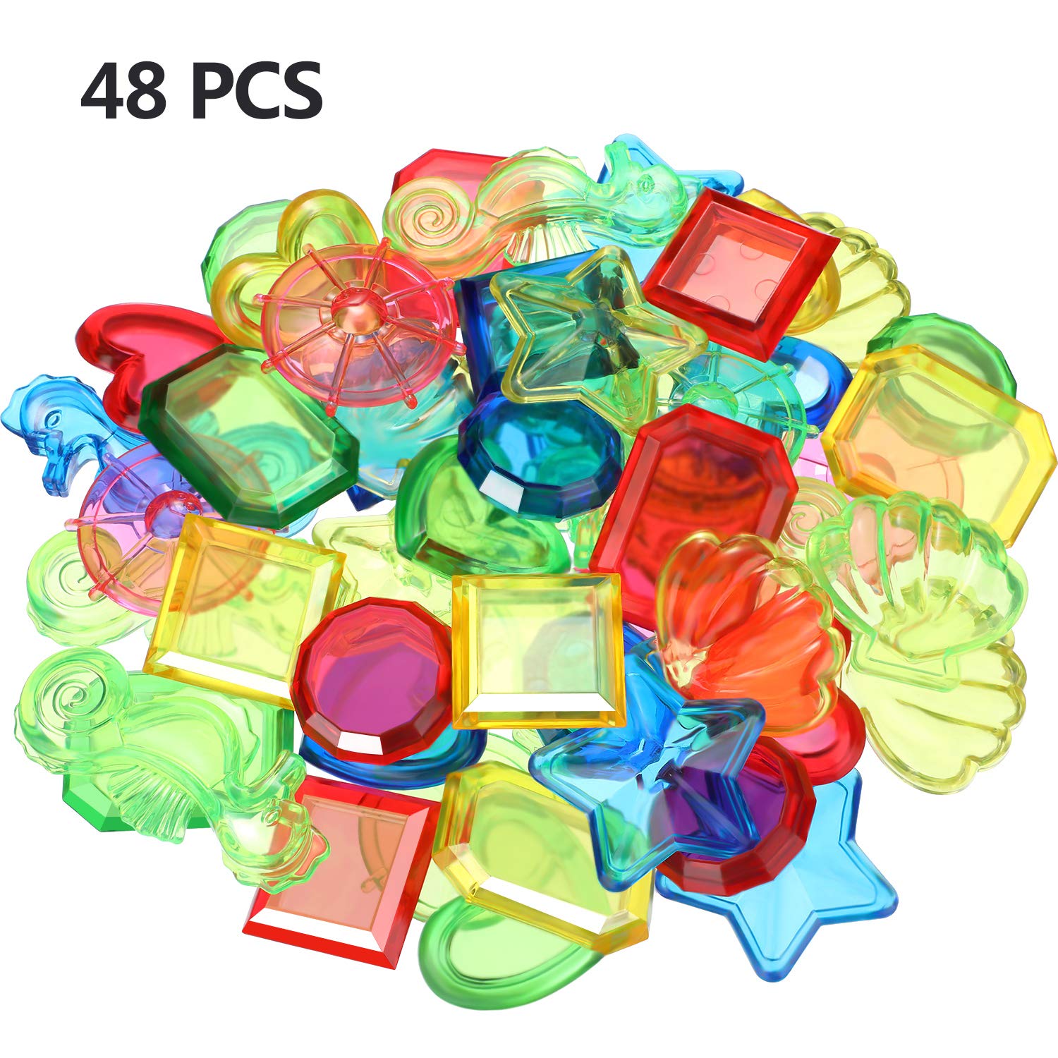 48 Pieces Diving Gem Swimming Pool Dive Gems Plastic Gem Toys for