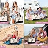 Tecanne Personalized Initial Canvas Tote Bag 17x11.8x7.8 Natural Cotton view 5
