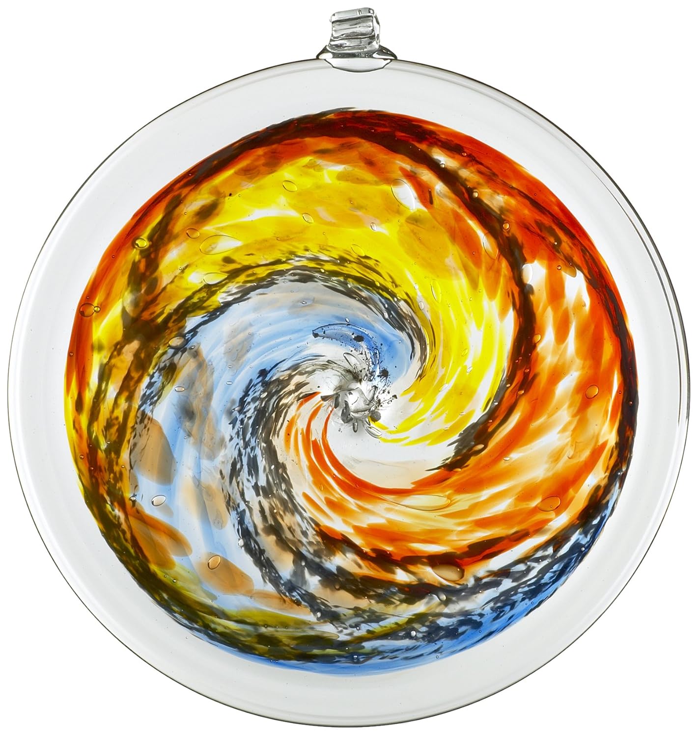 Kitras Van Glow Hanging Sun Disc Glass Ornament, Gold/Blue