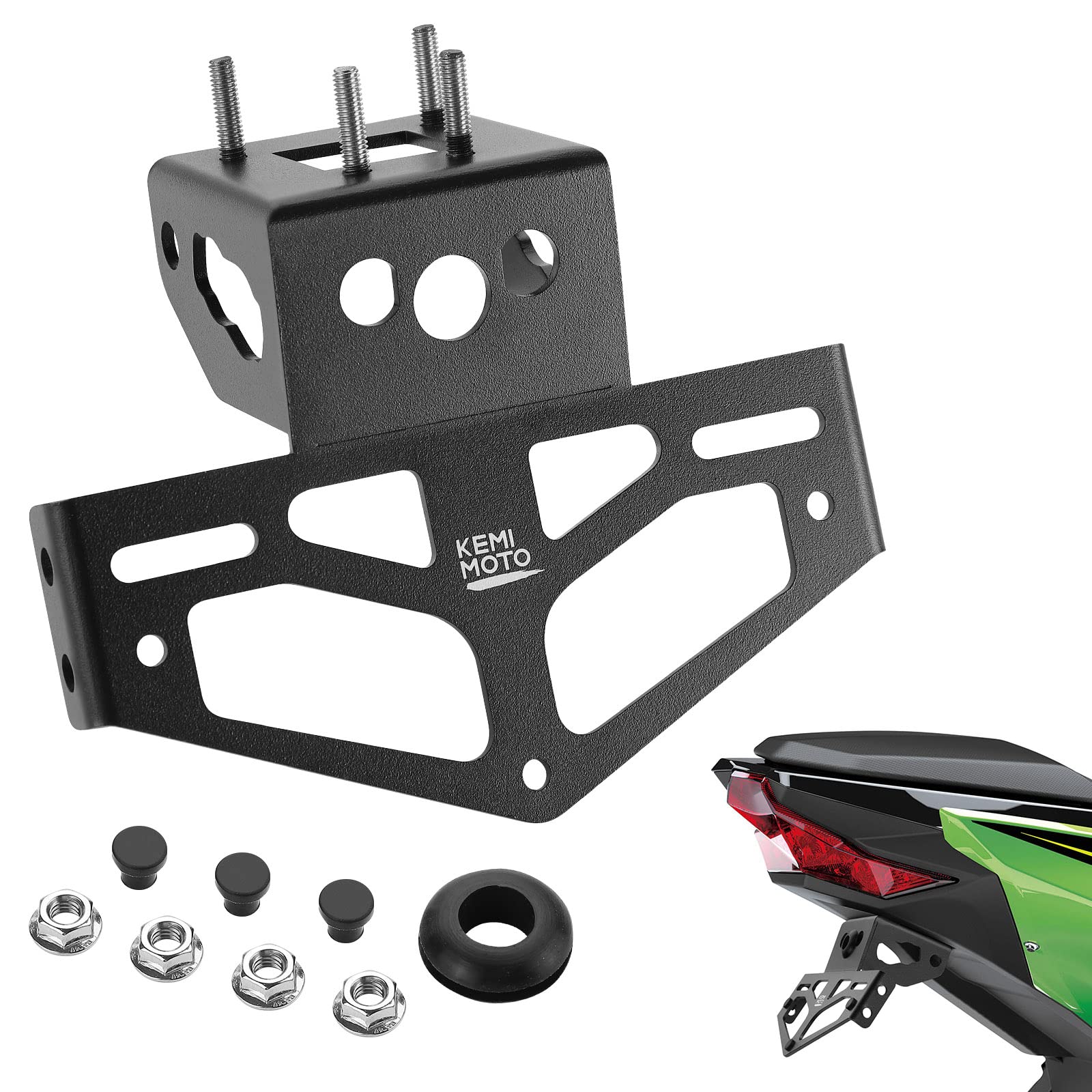 Photo 1 of KEMIMOTO 2025 Ninja 500 Fender Eliminator Kit Compatible with Ninja 400 Z400 2018-2023 250 500 Z500 2024 2025 License Plate Bracket Mount Holder Tail Tidy with Stock & Aftermarket Turn Signal