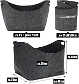 DuneDesign Felt Firewood Basket 40x25x30cm Grey 15KG Shopping Tote Bag view 2