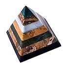 NOVICA Hand Crafted Multicolor Natural Gemstone Geometric Positive Energy Spiritual Healing Pyramid Sculpture, 3", Be Positive'