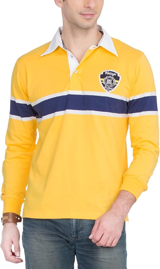 Buy Zovi Yellow and Blue Rugby Polo TShirt (11284105501_XXLarge) at