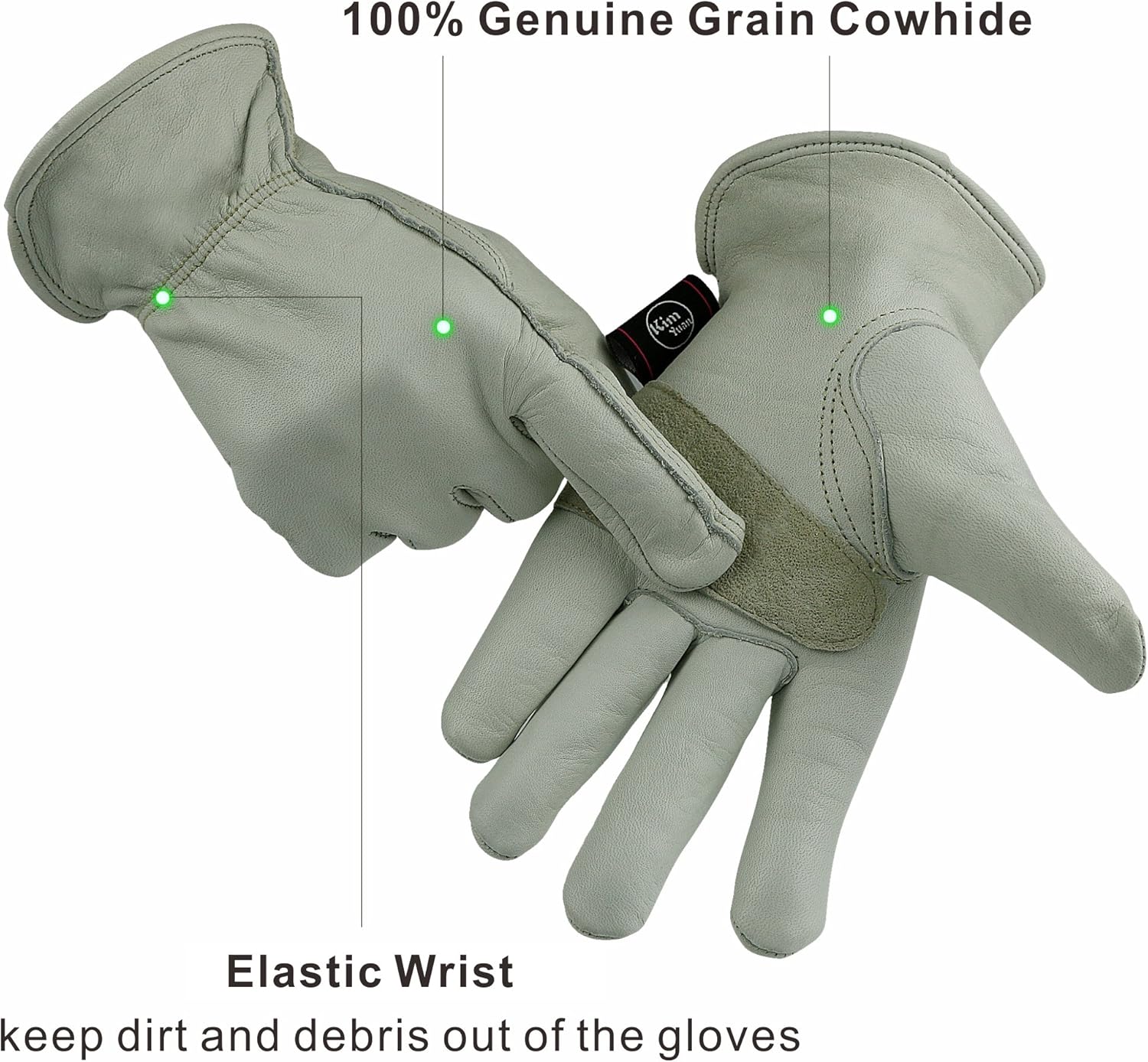 KIM YUAN Leather Work Gloves for Gardening/Cutting/Construction/Motorcycle, Men & Women, Elastic Wrist with Palm, M/L/XL (XXL) 1 Pair - Image 3