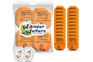 AROMAQUE's Bundle of Wonder Wafers New Leather Scent Wafers 24 Count Individually Wrapped with Two AROMAQUE's Scented Car Freshener Cards