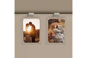 yesJRL 2PCS Car Picture Holder, Acrylic Magnetic Holder Car Accessories with Family Photo, Car Visor Clip, Car Picture Frame, New Car Decoration for Women/Men, Gift for him her