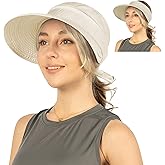 SUN CUBE Women Sun Hat for Outdoor UV Protection, Wide Brim Sun Hat Ponytail, Convertible Zip-Off Beach Hat Visor