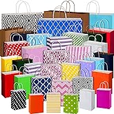 Kosiz 36 Pcs Assorted Sizes Gift Bags Bulk with Handle Assortment Different Size Paper Goodie Bag Paper Party Favor Bag for Wedding Valentine Easter Mother Day, 8.3" Small, 10.2" Medium, 12.6" Large